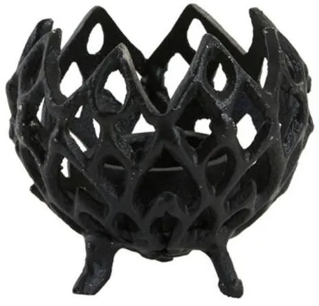 Čierny antik kovový dierovaný svietnik Siam S - Ø10*9 cm