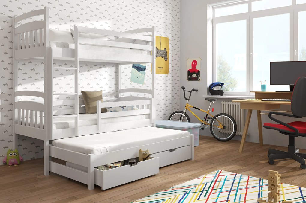 Detská posteľ 90 x 190 cm ANIE (s roštom a úl. priestorom) (biela). Akcia -20%. Vlastná spoľahlivá doprava až k Vám domov. 1013229