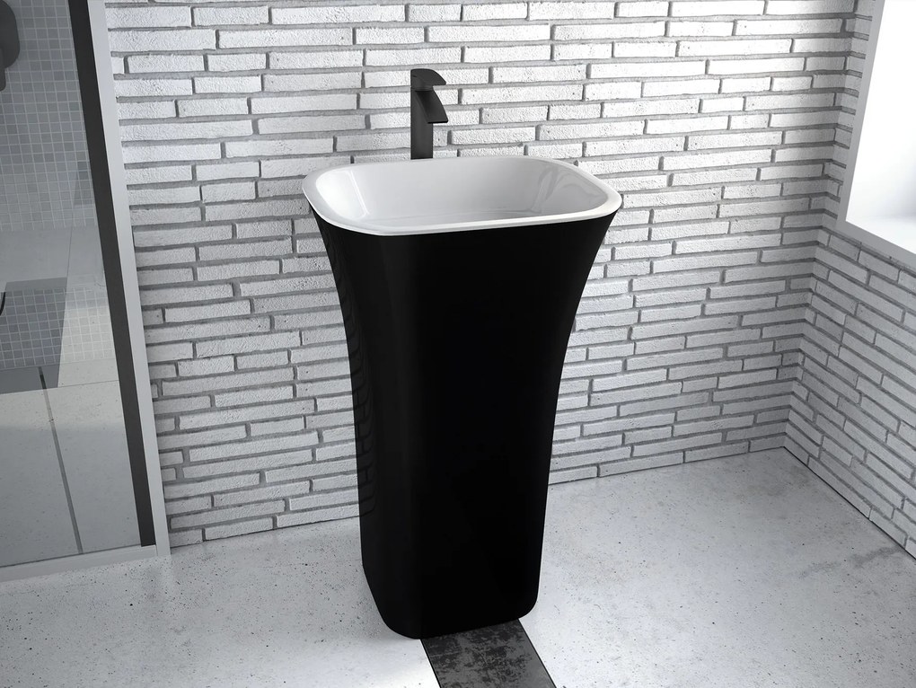 Besco Voľne stojace umývadlo z liateho mramoru Assos BW Matt UM VS 52x41x85 cm
