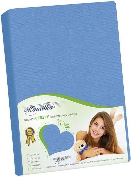 Bellatex Jersey prestieradlo Kamilka modrá, 90 x 200 cm, 90 x 200 cm