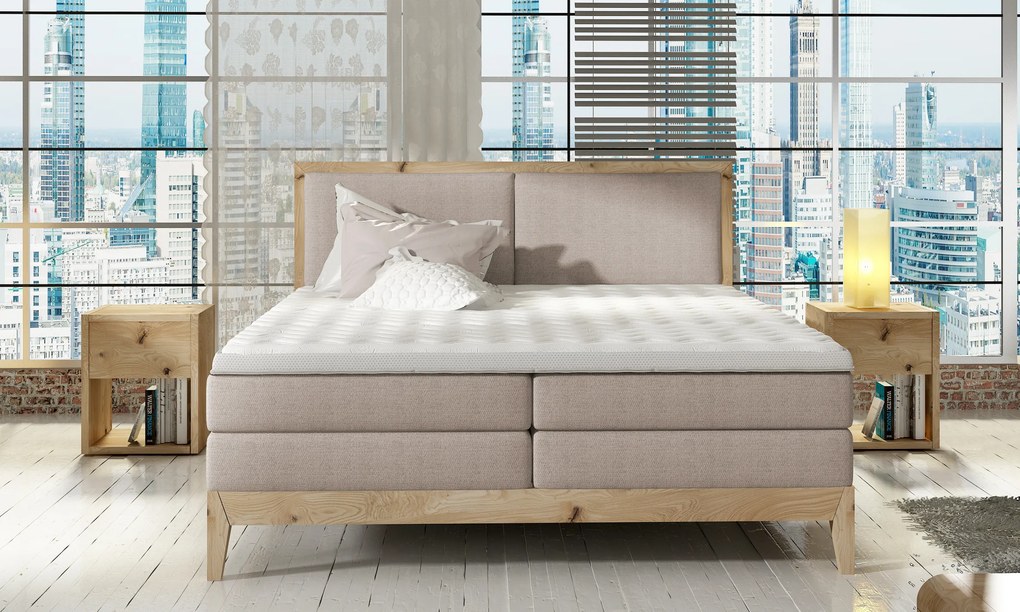Luxusná box spring posteľ India 180x200, sivá monolith