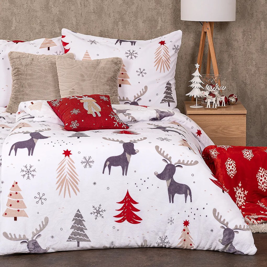 4Home Obliečky Cute reindeer mikroflanel, 140 x 220 cm, 70 x 90 cm