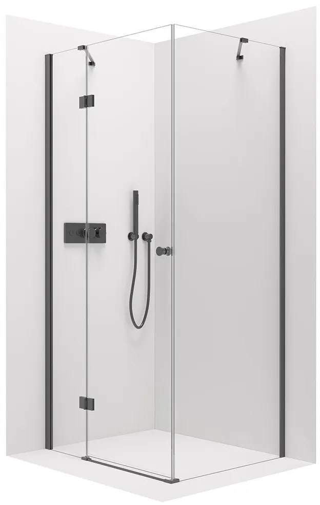 Cerano Marino, sprchovací kút 120(dvere) x 100(stena) x 190 cm, 6mm číre sklo, čierny profil, CER-CER-422907