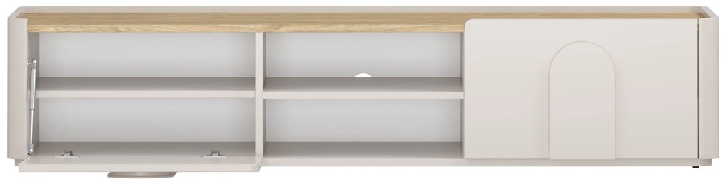 TV stolík Amilio 170 cm so zásuvkou - kašmír / olejovaný dub / úchytky kašmír