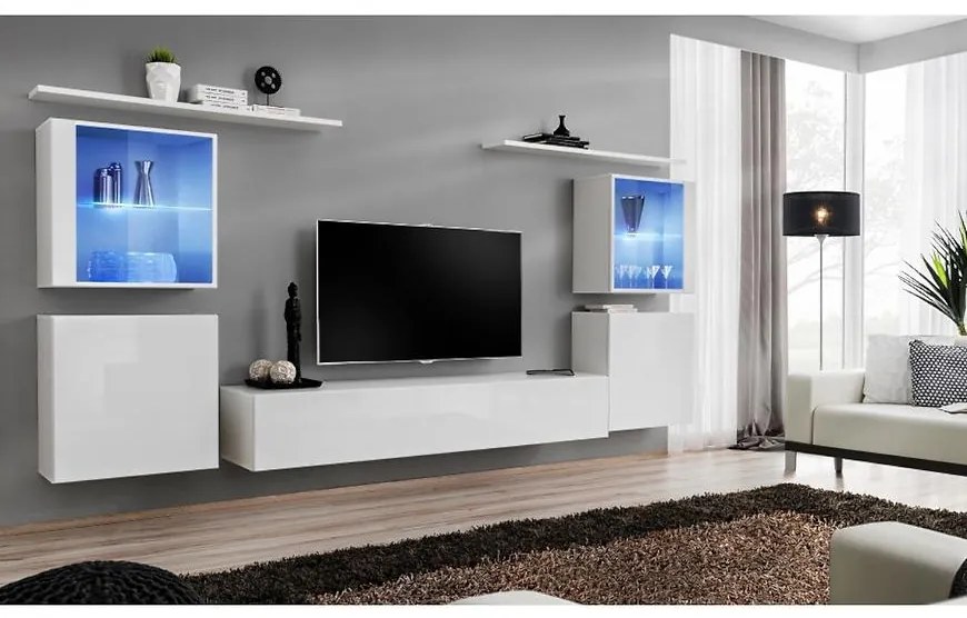 Obývacia stena Switch Sklo +LED XIV Biely