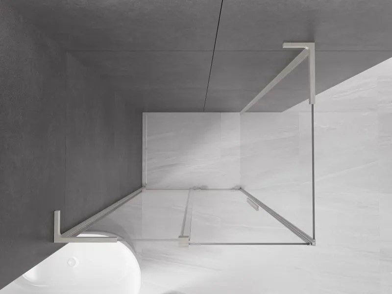 Mexen Velar L, sprchový kút s posuvnými dverami 100 x 85 cm, 8mm číre sklo, brúsená oceľ, 871-100-085-03-97