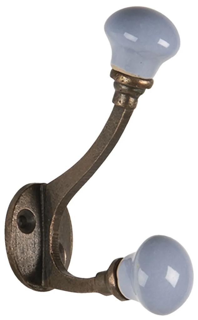Nástenný kovový háčik s modrou knopka - 5 * 3 * 9 cm