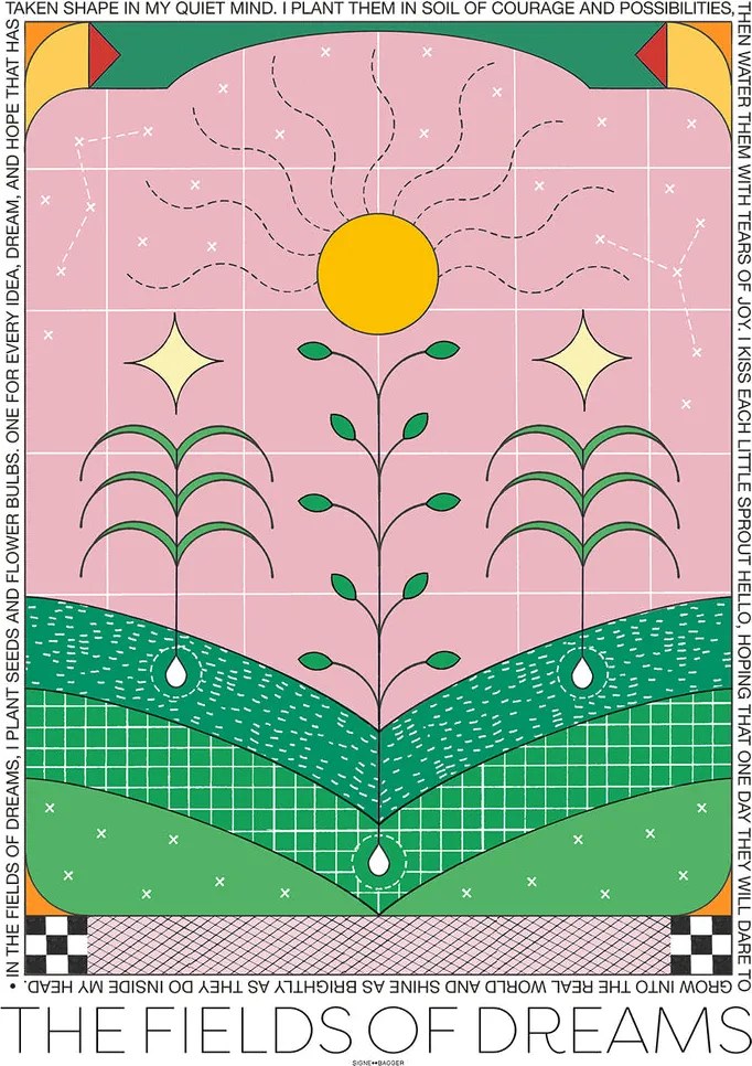 Moikka Plagát The Fields of Dreams by Signe Bagger A4 (21x27cm)
