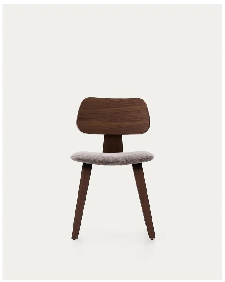 Béžová/tmavohnedá jedálenská stolička v dekore orecha Gena – Kave Home