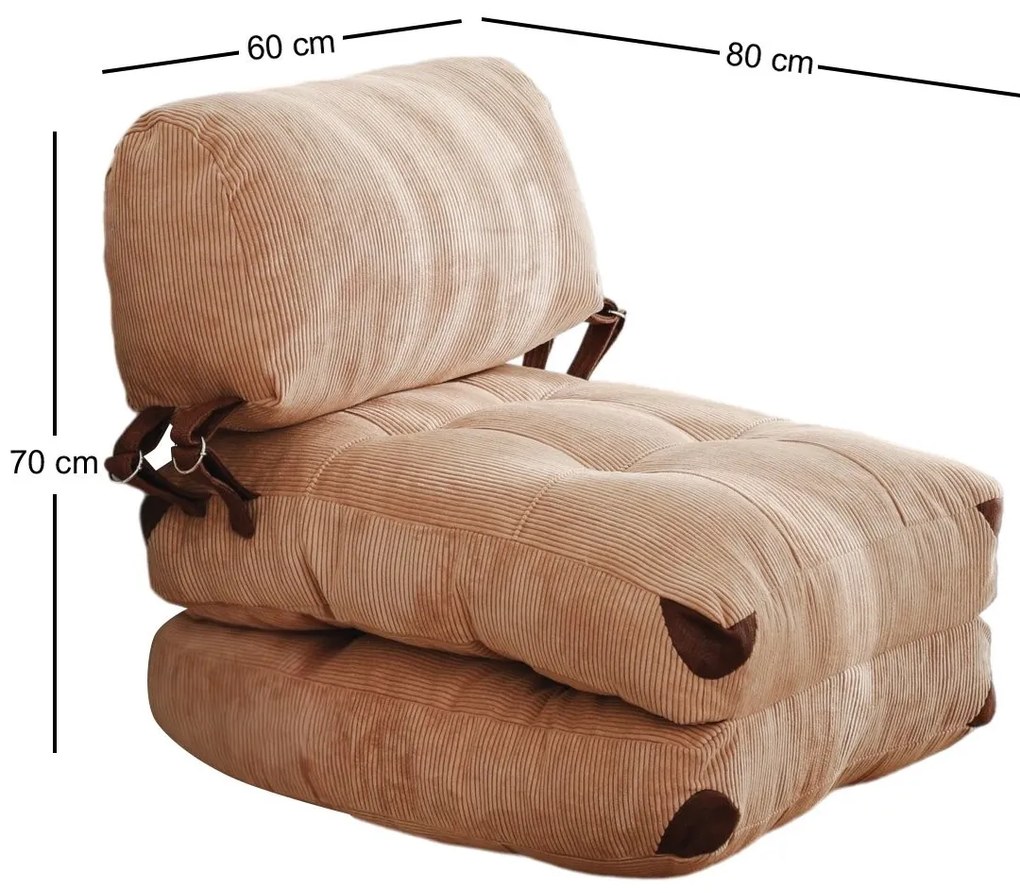 Rozkladacie futónové kreslo Kadife camel