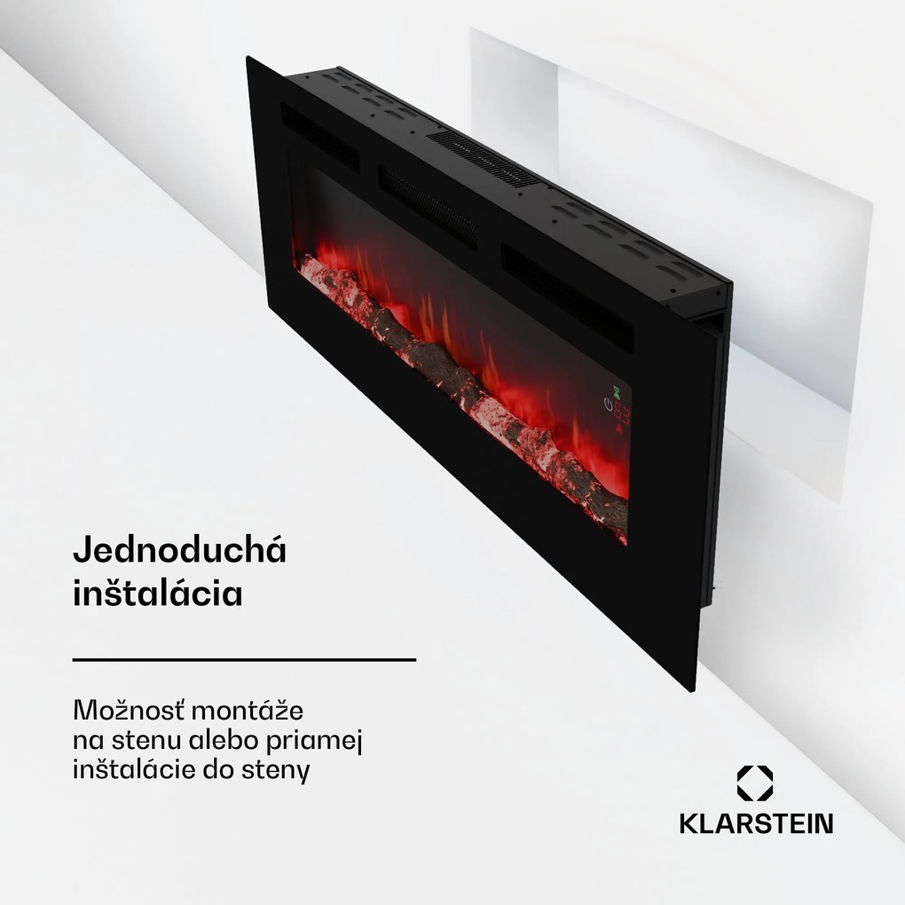 Klarstein Galeras Smart Inteligentný elektrický krb, 2 nastavenia teploty, 16 - 30°| LED ilúzia plameňa, Možnosť pripojenia k IOT