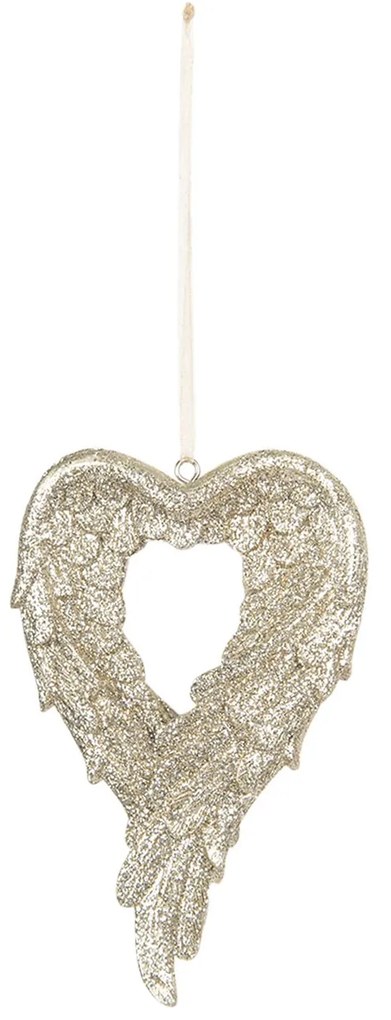Zlatá dekorácie anjelské krídla v tvare srdca - 7 * 1 * 12 cm
