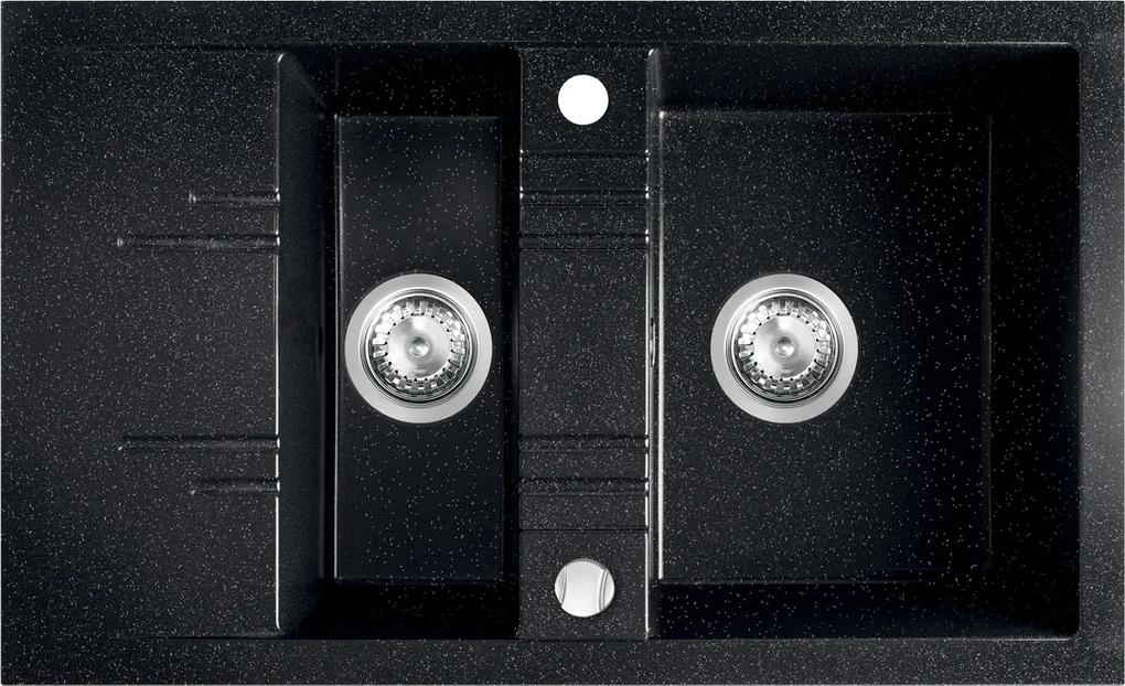Novaservis Drezy - Granitový dvojdrez, 1,5-komorový 790x480 mm, grafitová lesklá, DRGM3/48/79HA
