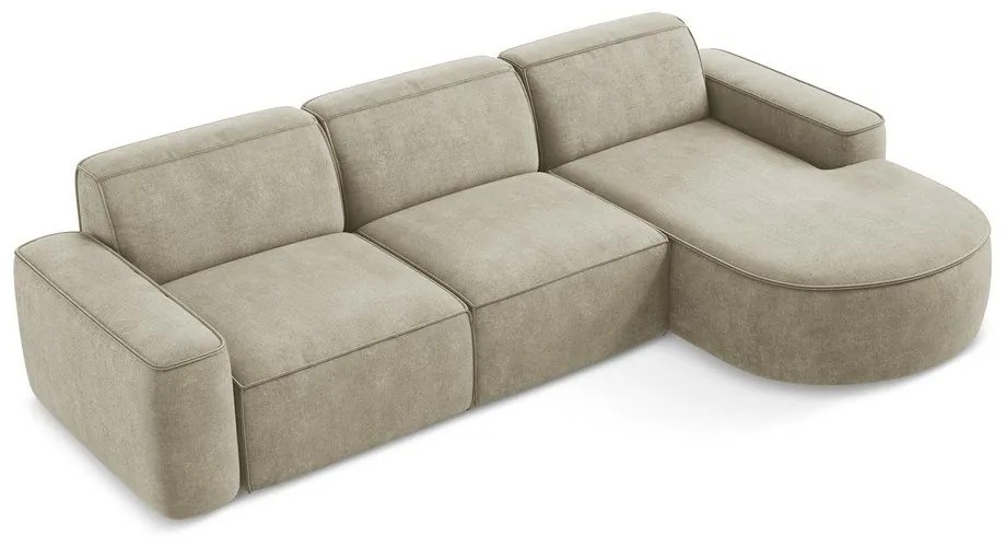 Béžová ženilková rohová pohovka (pravý roh/s leňoškou) Omao – Makamii