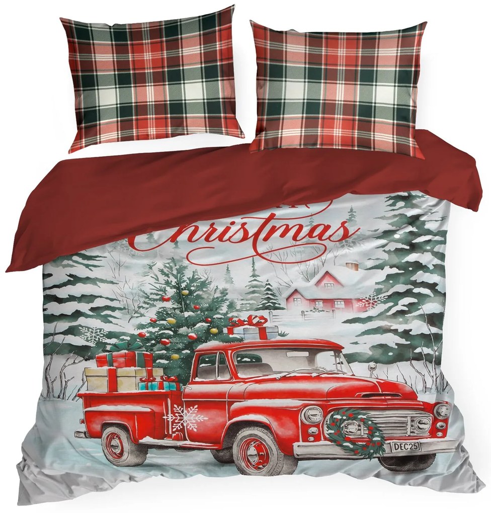 VIANOČNÉ RENFORCÉ OBLIEČKY XMAS 200X220 CM, 2 KS 70X80 CM VZOROVANÉ