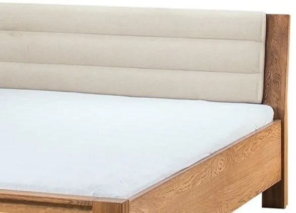 Dvoulůžková postel Velvet II 76 160x200 z masivu s LED osvětlením dub Rustikal/béžová