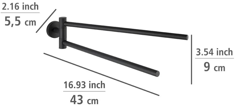 Matne čierny samodržiaci držiak na uteráky z nehrdzavejúcej ocele Bosio – Wenko
