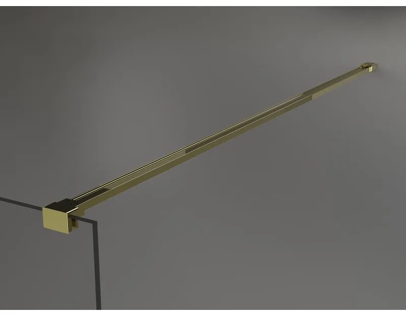 Mexen Kioto sprchová zástena 50x200 cm 8 mm, zlatý profil, sklo čierny rám, 800-050-101-50-70