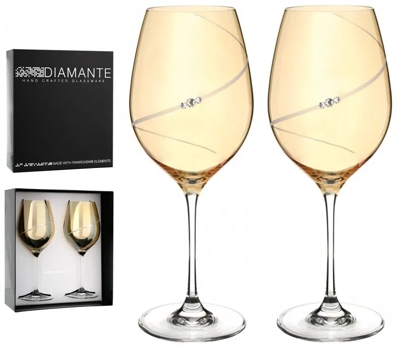 Dekorant Svadobné poháre na červené víno Silhouette City Amber s kryštálmi Swarovski 470 ml 2KS