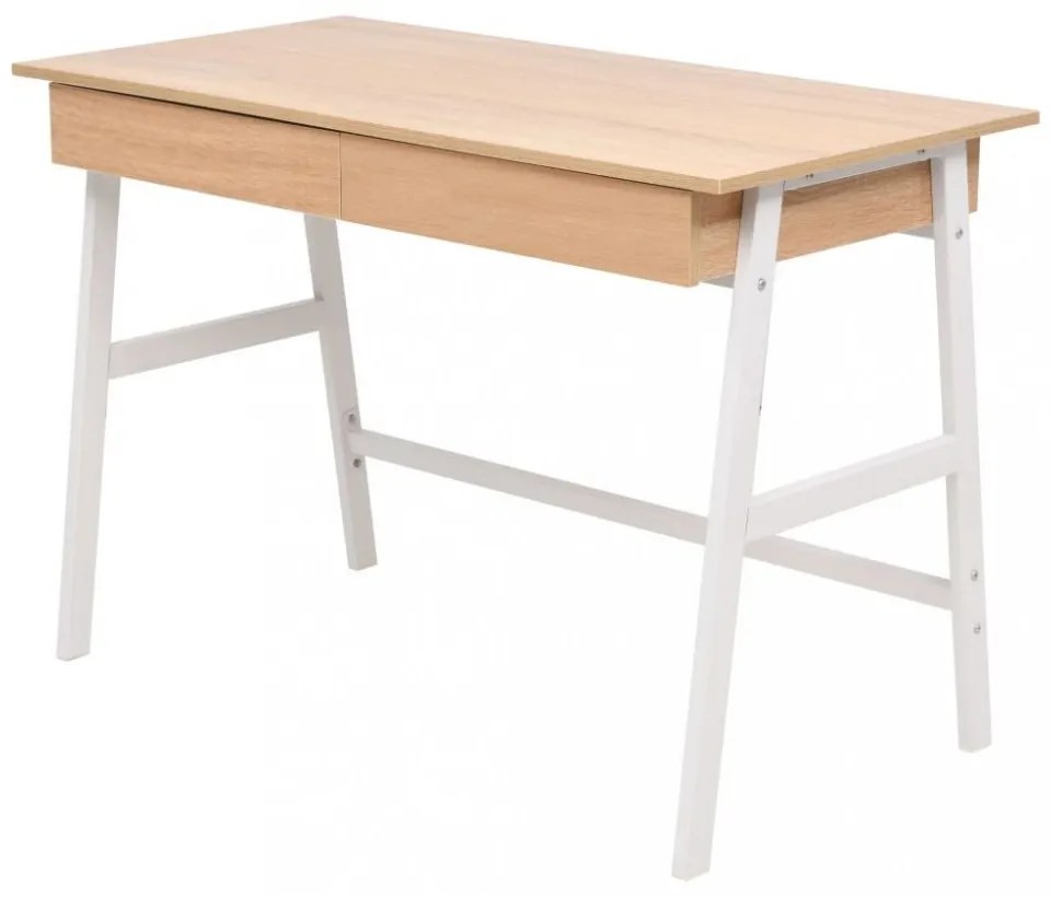 Písací stôl 110x55 cm dub / biela Dekorhome