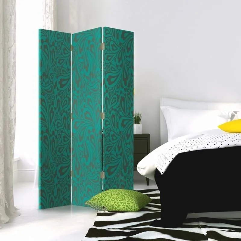 Gario Paraván Krása v tyrkysovej farbe Rozmery: 180 x 170 cm, Prevedenie: Otočný paraván 360°