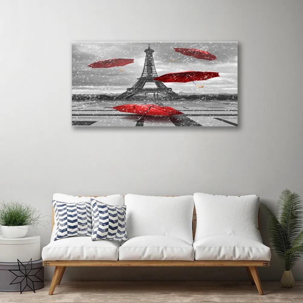 Obraz Canvas Eiffelova veža paríž dáždnik 125x50 cm