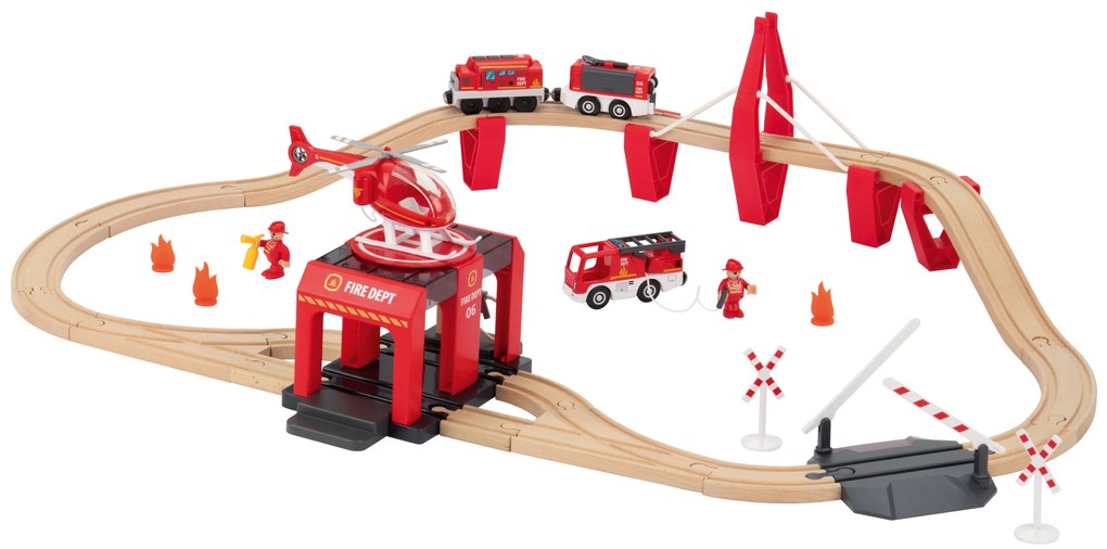 lupilu®  Drevená železničná súprava L (hasiči)  (100394949)