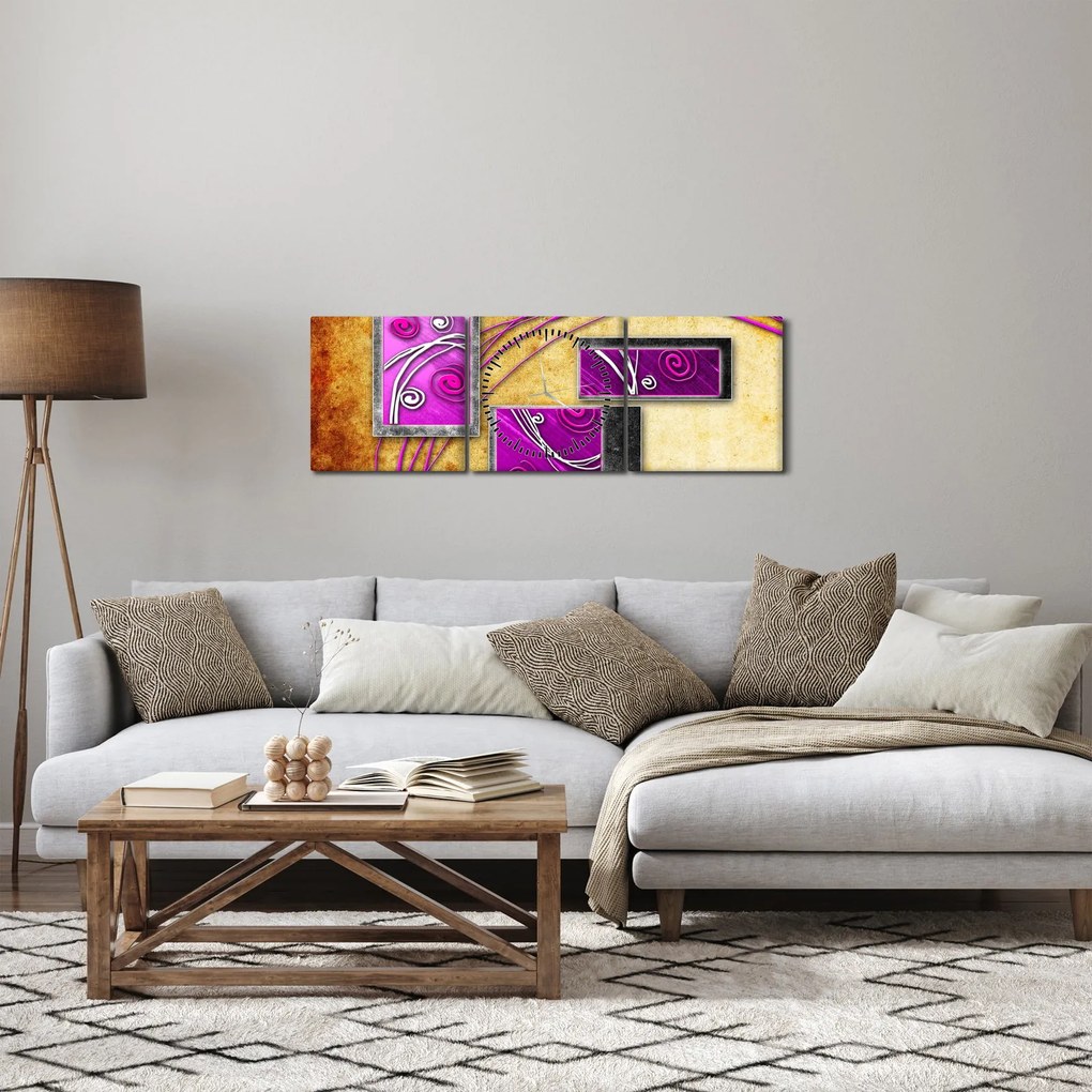 Obraz abstrakcie (s hodinami) (90x30 cm)