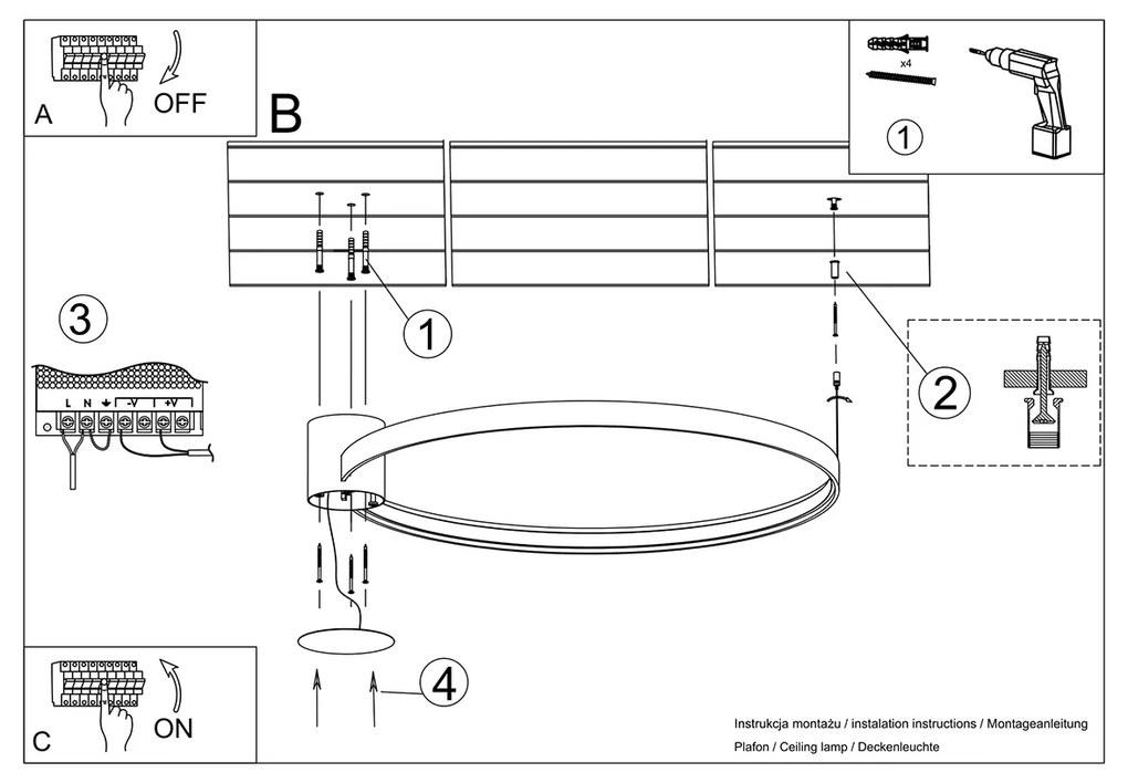 Thoro Lighting Stropné svietidlo RIO 78 čierne 4000K