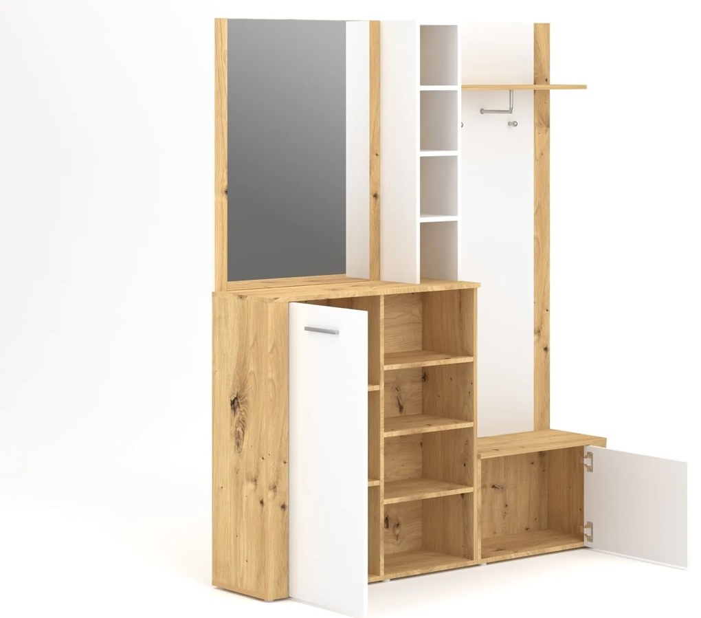 Predsieňová stena Barry 150 cm dub artisan/biela