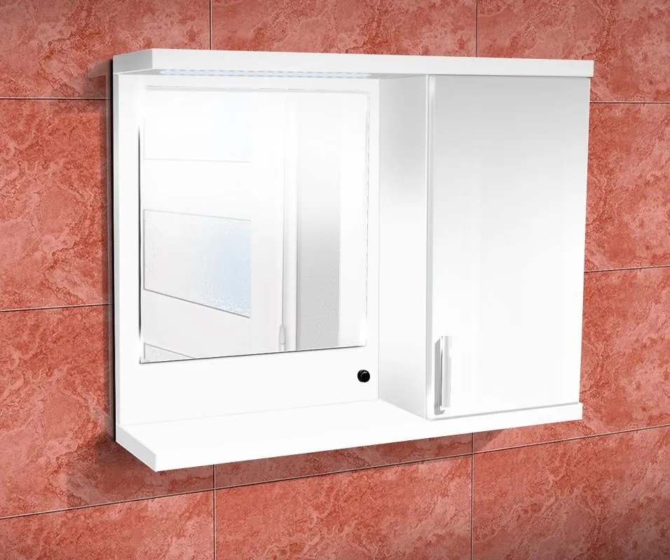 Kúpeľňová skrinka so zrkadlom K10 pravá barva dvířek: bílý lesk, barva skříňky: bílá 113