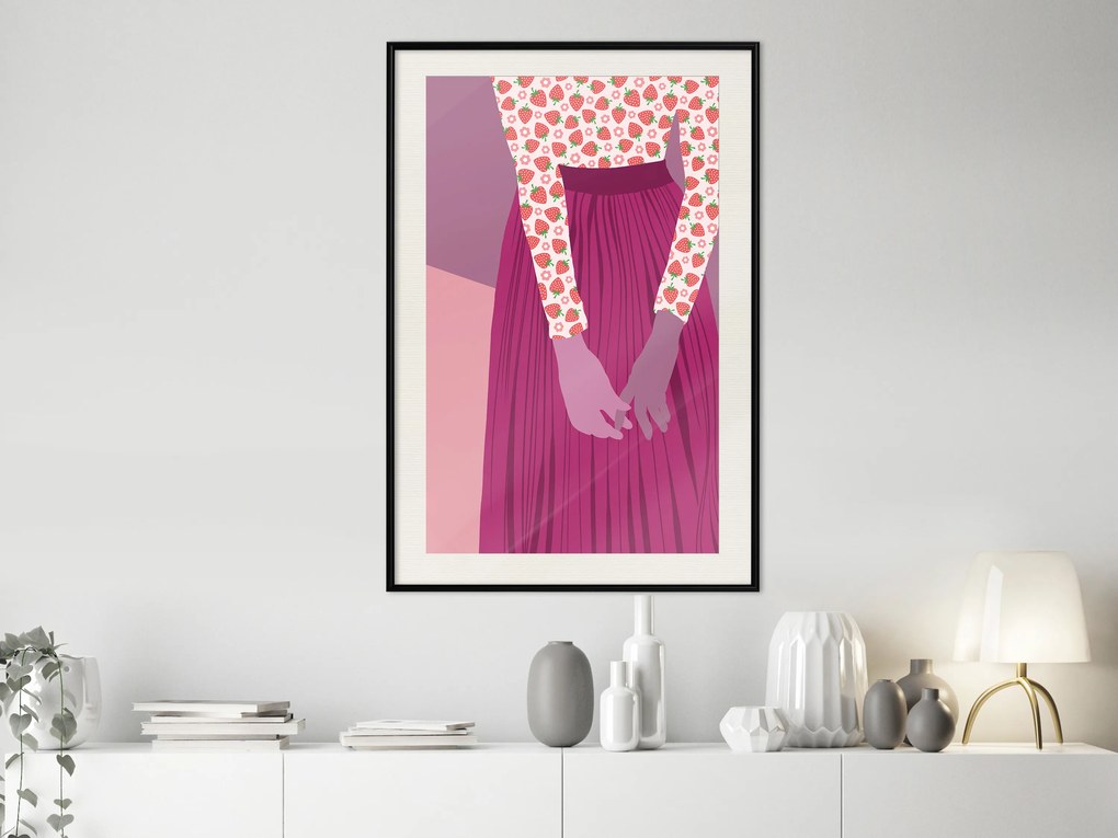 Artgeist Plagát - Strawberry Lady [Poster] Veľkosť: 30x45, Verzia: Čierny rám s passe-partout