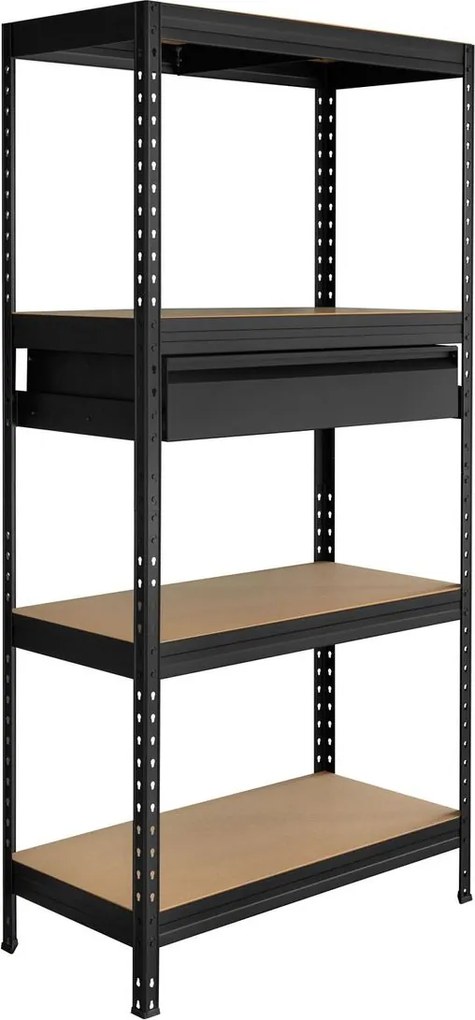 Vysokozáťažový regál so zásuvkou PRAKTIK, 180 × 90 × 45 cm, nosnosť police: 250/15 kg