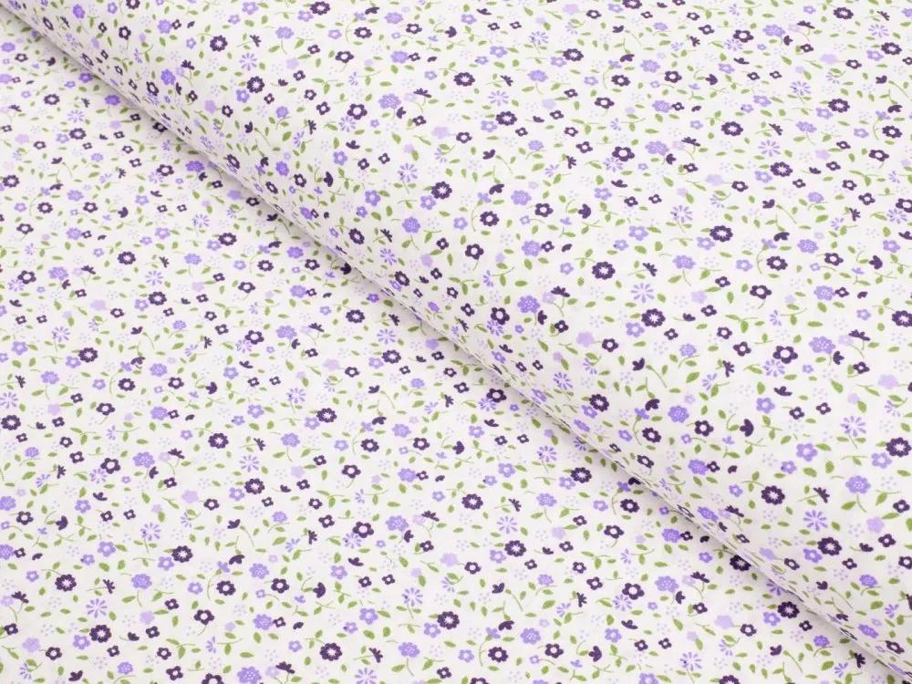 Biante Bavlnený oválny obrus Sandra SA-067 Drobné fialové kvietky 100x160 cm