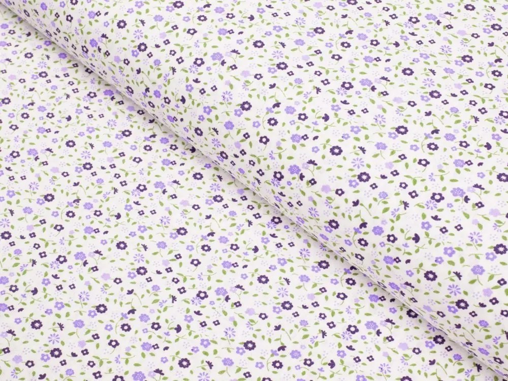 Biante Bavlnený štvorcový obrus Sandra SA-067 Drobné fialové kvietky 120x120 cm