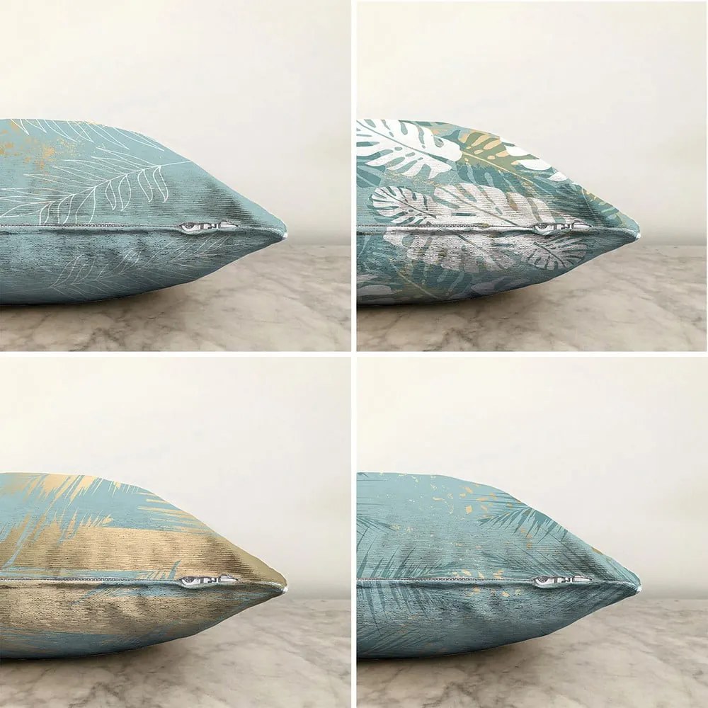 Súprava 4 obliečok na vankúše Minimalist Cushion Covers Lagoon, 55 x 55 cm