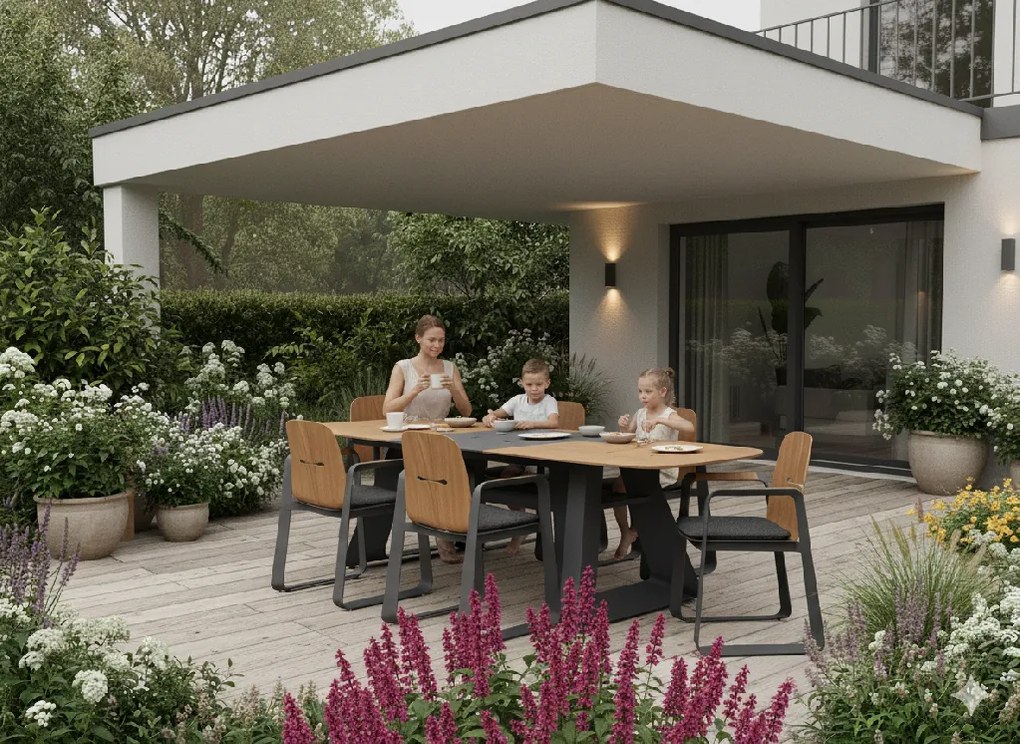 Garden Line Hliníkový stôl „THOMPSON“ sivý 180/240 x 90 x 78 cm