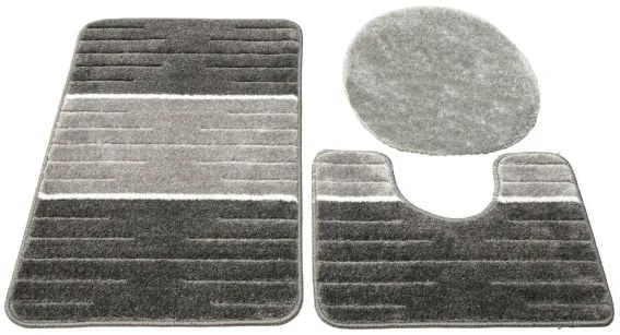 Sada kúpeľňových koberčekov COMO sivá / krémová, pruhy