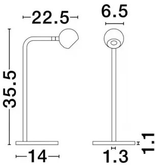 LED čierna stolná lampa Sfera