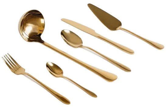 Súprava príborov ABELE s lopatkou a naberačkou, zlatá 18 ks 721878