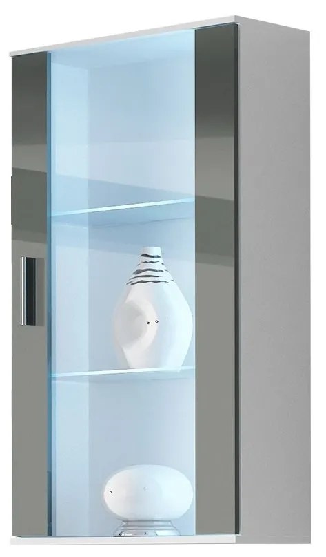 Vitrína Boho B2, Osvetlenie: osvetlenie LED RGB - farebné, Farby: biela / biely lesk