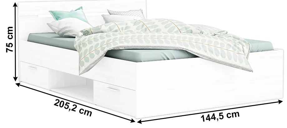 Manželská posteľ 140 cm Michigin (biela) (bez matraca a roštu). Vlastná spoľahlivá doprava až k Vám domov. 1040194