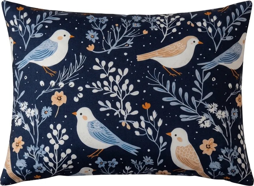 Obliečka na vankúš z mikrovlákna DENIM BIRDS 50x70 cm, modrá