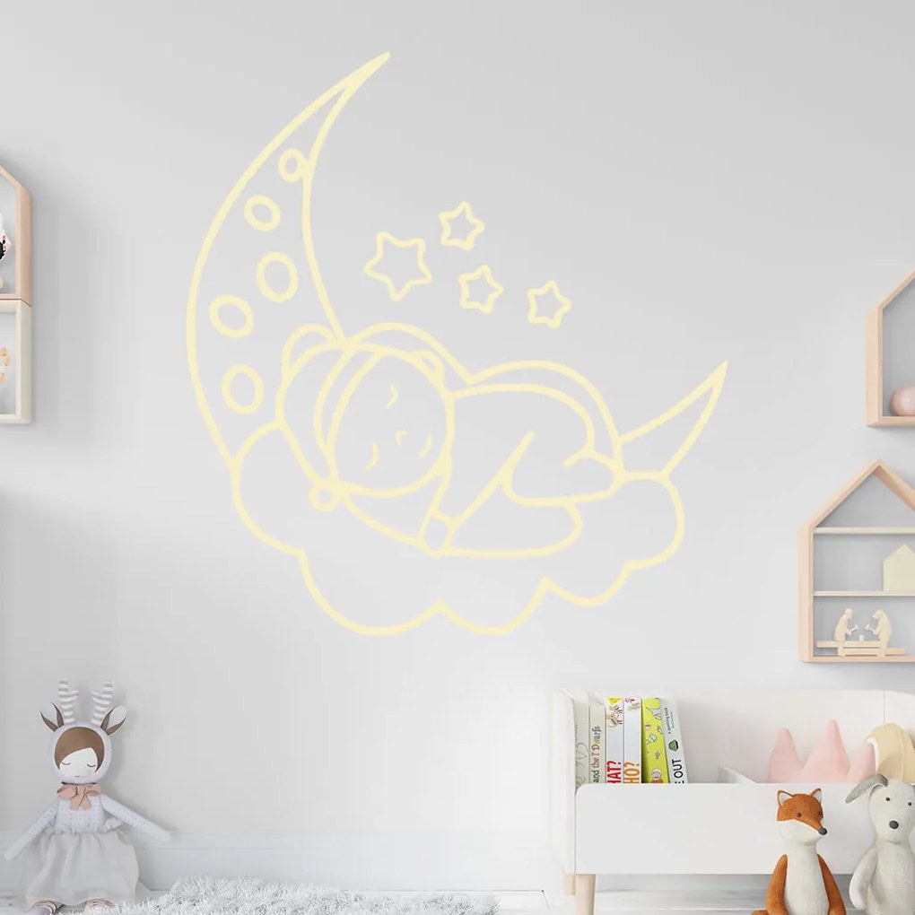 Veselá Stena Samolepka Noc na mesiačiku Farba: růžová, Veľkosť: 100 x 108 cm