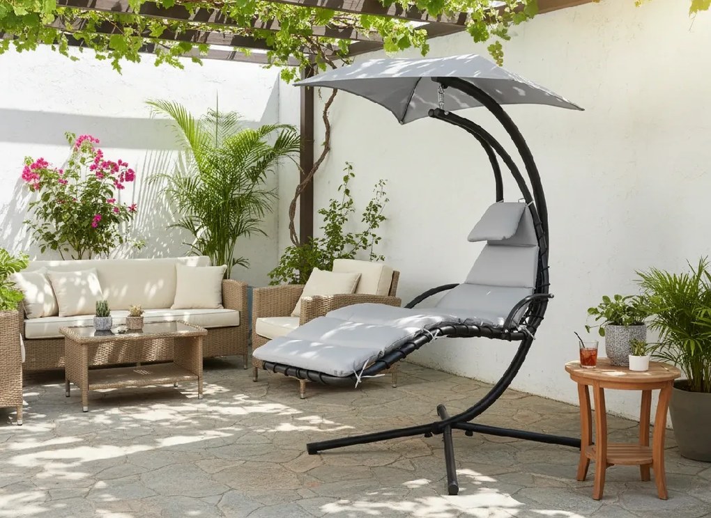 Garden Line ZÁHRADNÉ HOJDAČKOVÉ KRESLO, ŠEDÉ