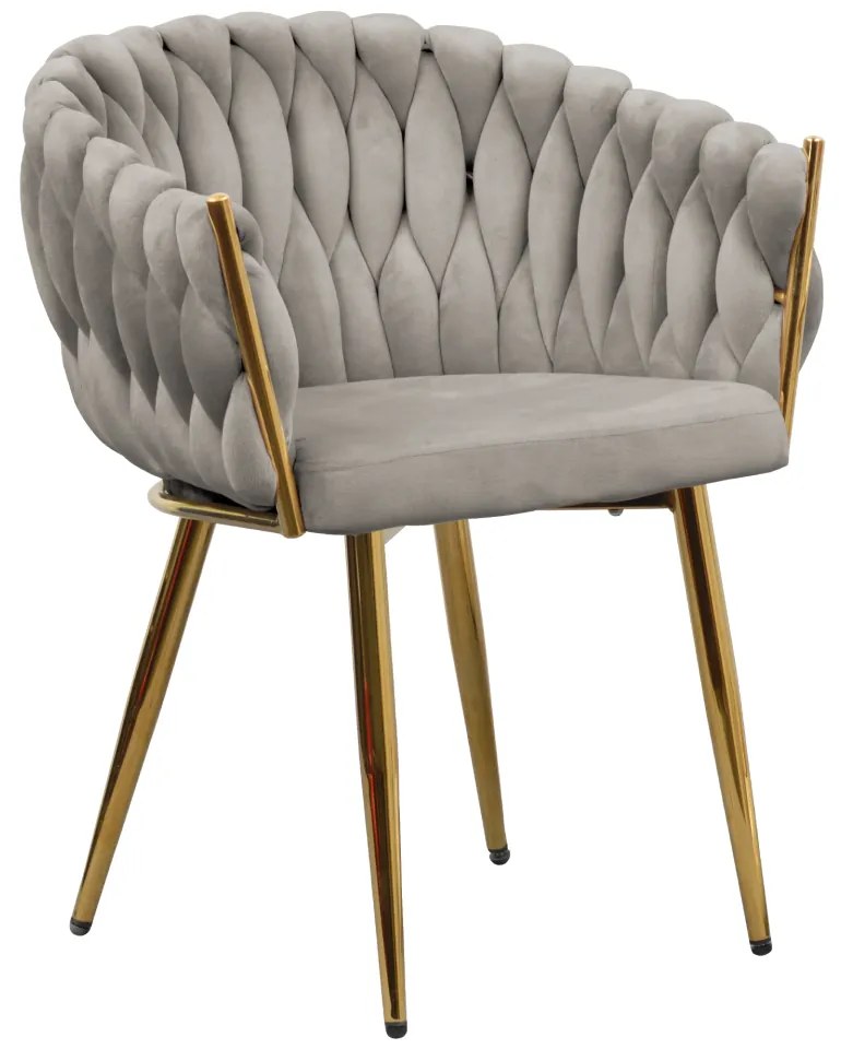 Jedálenské kreslo, sivohnedá Taupe Velvet látka/gold chróm zlatý, DEILA