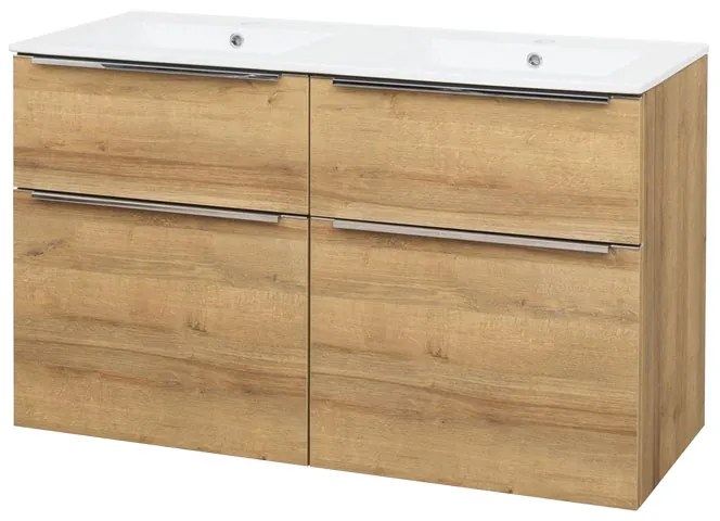 Mereo Mereo, Mailo, kúpeľňová skrinka s keramickým umývadlom 121 cm, chrómové madlo, MER-CN523