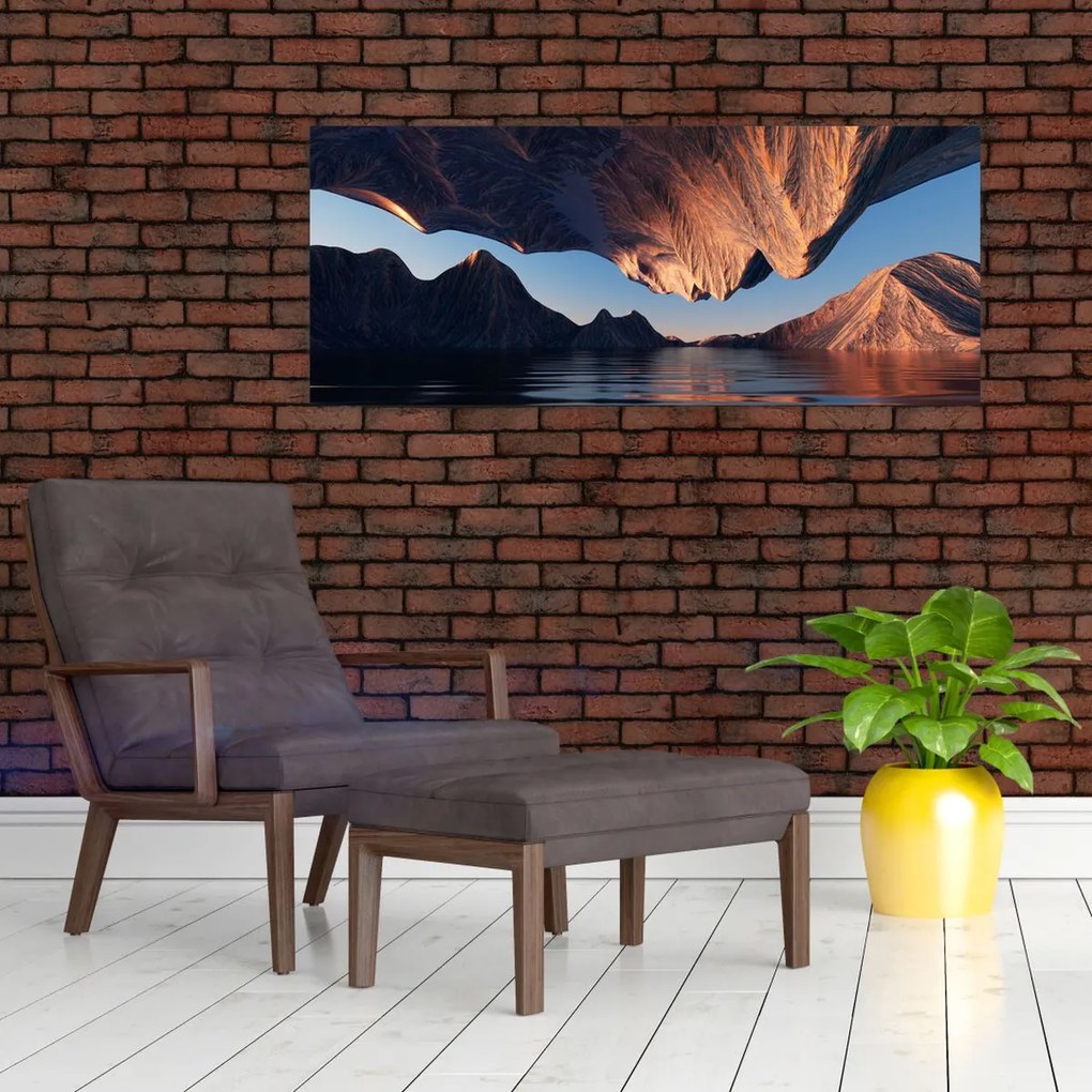 Obraz - 3D útesy (120x50 cm)
