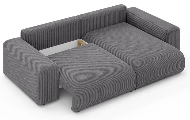 Sivá menčestrová rozkladacia rohová pohovka s úložným priestorom (variabilný roh) Luma – Ropez