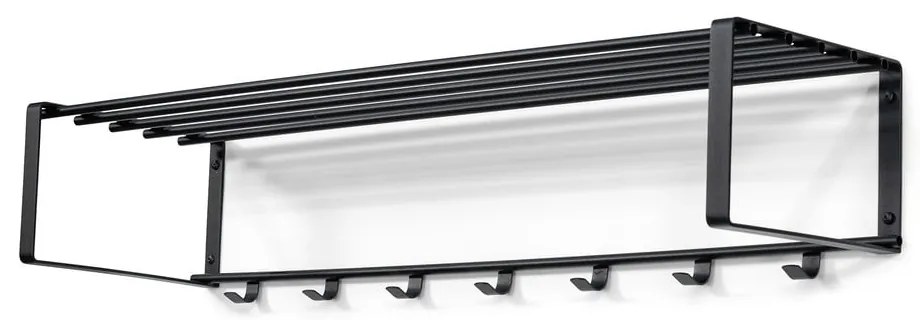 Čierny kovový nástenný vešiak s poličkou 100 cm Rex – Spinder Design